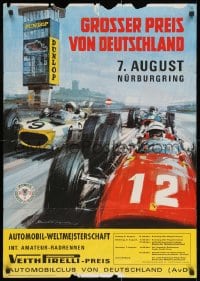 2b405 GROSSER PREIS VON DEUTSCHLAND 12x33 German special poster 1966 Formula 1 racing!