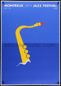 2b076 MONTREUX 28TH JAZZ FESTIVAL 28x39 Swiss music poster 1994 saxophone by Per Arnoldi!