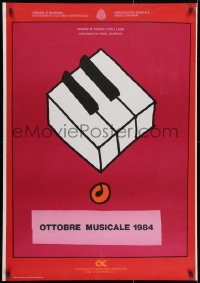2b081 OTTOBRE MUSICALE 1984 28x39 Italian music poster 1984 art of piano keys by Giuliano Vittori!