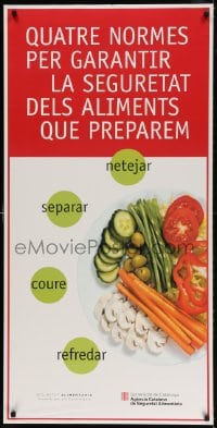 2b460 QUATRE NORMES PER GARANTIR 24x47 Spanish special poster 1990s image of vegetables on plate!