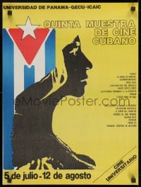2b214 QUINTA MUESTRA DE CINE CUBANO 18x22 Panamanian film festival poster 1970s woman & Cuban flag!
