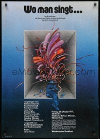 2b493 WO MAN SINGT 23x33 German special poster 1977 wild completely different art by Marek Goebel!