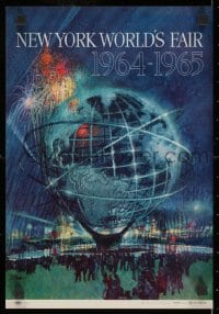 2b014 NEW YORK WORLD'S FAIR 11x16 travel poster 1961 art of the Unisphere & fireworks by Bob Peak!