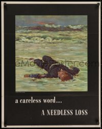 2b104 CARELESS WORD A NEEDLESS LOSS 22x28 WWII war poster 1943 Anton Fischer art of fallen sailor!