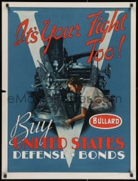 2b124 IT'S YOUR FIGHT TOO 25x33 WWII war poster 1940s person working a machine by Bert Young!