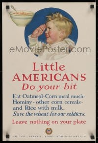 2b093 LITTLE AMERICANS DO YOUR BIT 14x21 WWI war poster 1917 Cushman Parker art of child saluting!