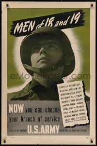 2b130 MEN OF 18 & 19 25x38 WWII war poster 1940s now you can even choose your branch of service!
