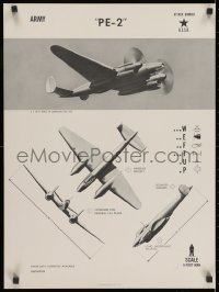 2b137 PE-2 19x25 WWII war poster 1944 aircraft from several angles to help identify!