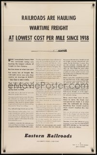 2b140 RAILROADS ARE HAULING 26x41 WWII war poster 1940s wartime freight at lowest cost per mile!