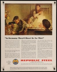 2b144 REPUBLIC STEEL 22x28 WWII war poster 1940s Buy War Bonds and Stamps, radio!