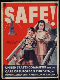 2b145 SAFE 14x19 WWII war poster 1940s children in front of the Statue of Liberty by Ray Morgan!