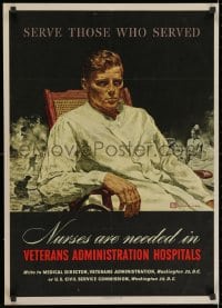 2b147 SERVE THOSE WHO SERVED 20x28 WWII war poster 1945 Crockwell art of wounded soldier!