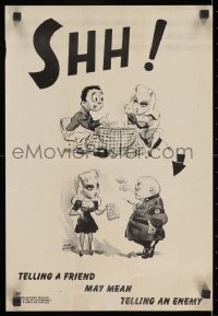 2b148 SHH! 13x19 WWII war poster 1940s person talking to sexy honey trap spy Henry Boltinoff!