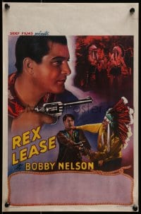 2c295 REX LEASE & BOBBY NELSON Belgian 1950s stock western poster, cool art!