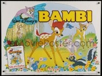 2c565 BAMBI British quad R1985 Walt Disney cartoon deer classic, art with Thumper & Flower!