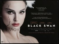 2c571 BLACK SWAN DS British quad 2010 cracked ballet dancer Natalie Portman over black background!