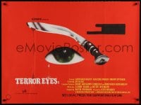2c610 NIGHT SCHOOL British quad 1981 Terror Eyes, cool close up artwork of eye & bloody knife!