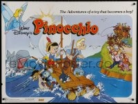 2c614 PINOCCHIO British quad R1980s Disney cartoon about a wooden boy who wants to be real!
