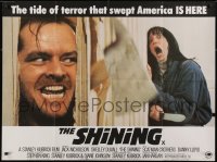 2c621 SHINING British quad 1980 King & Kubrick horror, Jack Nicholson and terrified Shelley Duvall!