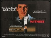 2c641 WITNESS British quad 1985 big city cop Harrison Ford in Amish country, directed by Peter Weir!