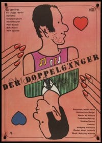 2c168 DER DOPPELGANGER East German 23x32 1985 Werner W. Wallroth, wild poker gambling card art!
