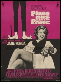 2c873 BAREFOOT IN THE PARK French 23x31 1967 art of Redford's feet & image of sexy Jane Fonda!