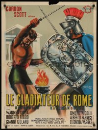 2c892 GLADIATOR OF ROME French 24x32 1962 Scott, Il Gladiatore di Roma, art of fight to the death!