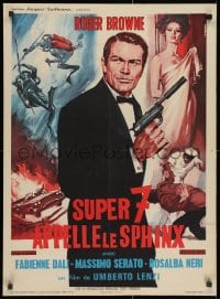 2c915 SUPERSEVEN CALLS CAIRO French 23x32 1966 Casaro art of spy Roger Browne & sexy Fabienne Dali!