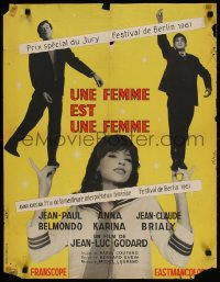 2c927 WOMAN IS A WOMAN French 22x29 1961 Jean-Luc Godard's Une femme est une femme, Belmondo!