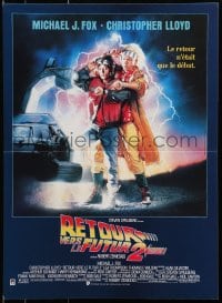 2c936 BACK TO THE FUTURE II French 16x22 1989 Michael J. Fox & Christopher Lloyd by Drew Struzan!