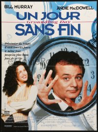 2c952 GROUNDHOG DAY French 15x20 1993 Bill Murray, Andie MacDowell, directed by Harold Ramis!