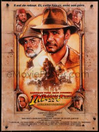 2c957 INDIANA JONES & THE LAST CRUSADE French 16x21 1989 art of Ford & Sean Connery by Drew Struzan