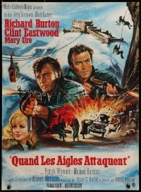 2c998 WHERE EAGLES DARE French 15x21 1969 Clint Eastwood, Richard Burton, Mary Ure, art by Mascii!