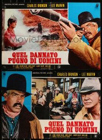 2c528 MEANEST MEN IN THE WEST group of 4 Italian 18x26 pbustas 1978 Charles Bronson & Lee Marvin!