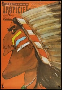 2c385 DER SCOUT Polish 27x39 1983 cool Andrzej Krzysztoforski art of Native American!