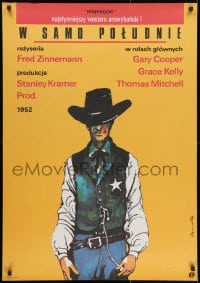 2c392 HIGH NOON Polish 27x38 R1987 Marszalek art of Gary Cooper, Fred Zinnemann cowboy classic!