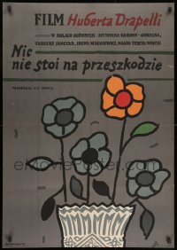 2c403 NIC NIE STOI NA PRZESZKODZIE Polish 26x38 1981 Hubert Drapella, Mlodozeniec art of flowers!
