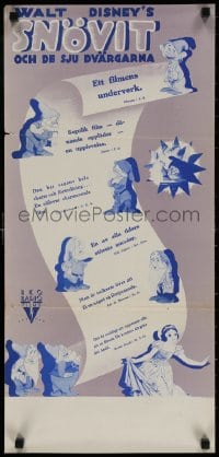 2c064 SNOW WHITE & THE SEVEN DWARFS Swedish stolpe 1938 Walt Disney classic, completely different!