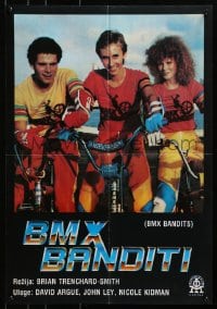 2c318 BMX BANDITS Yugoslavian 19x27 1983 bicycle moto cross action, w/early Nicole Kidman!