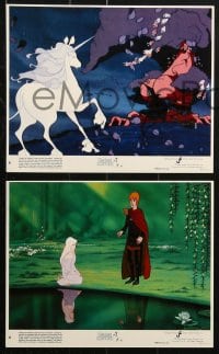 2d044 LAST UNICORN 8 8x10 mini LCs 1982 fantasy cartoon images with unicorn & giant flaming bull!
