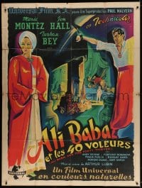 2f537 ALI BABA & THE FORTY THIEVES French 1p 1946 Belinsky art of Maria Montez & Jon Hall, rare!