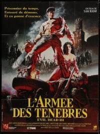 2f548 ARMY OF DARKNESS French 1p 1993 Sam Raimi, Hussar art of Bruce Campbell w/ chainsaw hand!