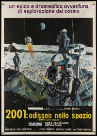 2f004 2001: A SPACE ODYSSEY Cinerama Italian 2p 1968 Kubrick, art of astronauts on moon by McCall!