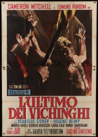 2f048 LAST OF THE VIKINGS Italian 2p 1962 L'ultimo dei Vikinghi, wild torture art by Enzo Nistri!
