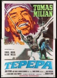 2f051 LONG LIVE THE REVOLUTION Italian 2p 1971 great artwork of Tomas Milian smoking cigar!