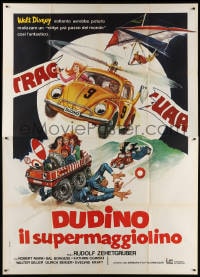 2f074 SUPERBUG, THE CRAZIEST CAR IN THE WORLD Italian 2p 1977 Volkswagen Beetle cartoon art!