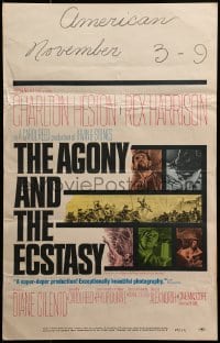 2f201 AGONY & THE ECSTASY WC 1965 great art of Charlton Heston & Rex Harrison, Carol Reed!