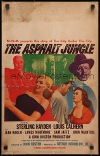 2f208 ASPHALT JUNGLE WC 1950 different large image of Marilyn Monroe not on other posters, rare!
