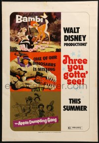 2f212 BAMBI/ONE DINOSAURS IS MISSING/APPLE DUMPLING GANG WC 1975 Disney cartoon & live action!