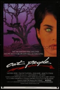 2g162 CAT PEOPLE 1sh 1982 close-up image of sexy Nastassja Kinski with purple background